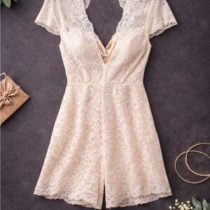 Bebe Cream Lace Mini Dress